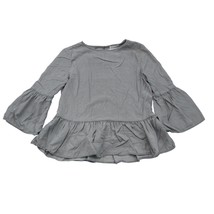 Beach Lunch Lounge Shirt Womens S Gray Bell Sleeve Boat Neck Flared Hem Blouse - £17.09 GBP