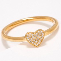 0.07CT Natural Diamond Heart Cluster Promise Ring 14K Yellow Gold Plated Silver - £134.62 GBP