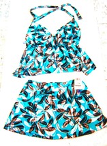 Sunsets Social Swirl Open Back Halter Tankini Top and Swing Skirt E Cup Top M - £61.15 GBP