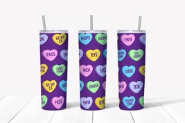 Funny Anti Valentines Day Gift Skinny Tumbler 20 Oz Meh  Tumbler With Lid - £26.56 GBP