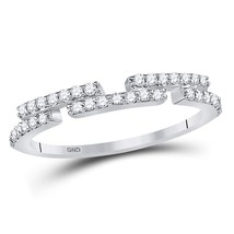 14k White Gold Womens Round Diamond Broken Bar Horizontal Band Ring 1/4 Cttw - $593.01