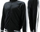 Men&#39;s Athletic Running Jogging Slim Fit Black Sweat Track Suit w/ Defect... - £19.54 GBP