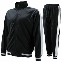 Men&#39;s Athletic Running Jogging Slim Fit Black Sweat Track Suit w/ Defect... - £19.46 GBP