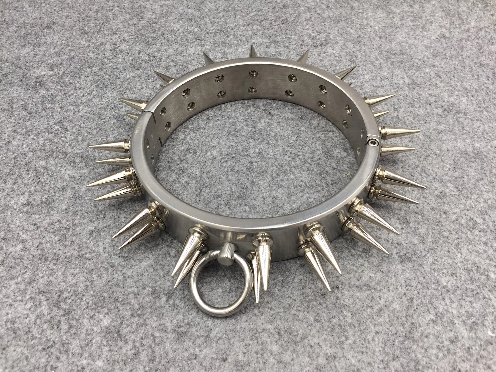 Stainless Steel Collar With 2 Row Of Spikes - $85.00+