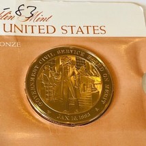 Franklin Mint Coin Medal History United States Solid Bronze Civil Service Merit - £15.50 GBP