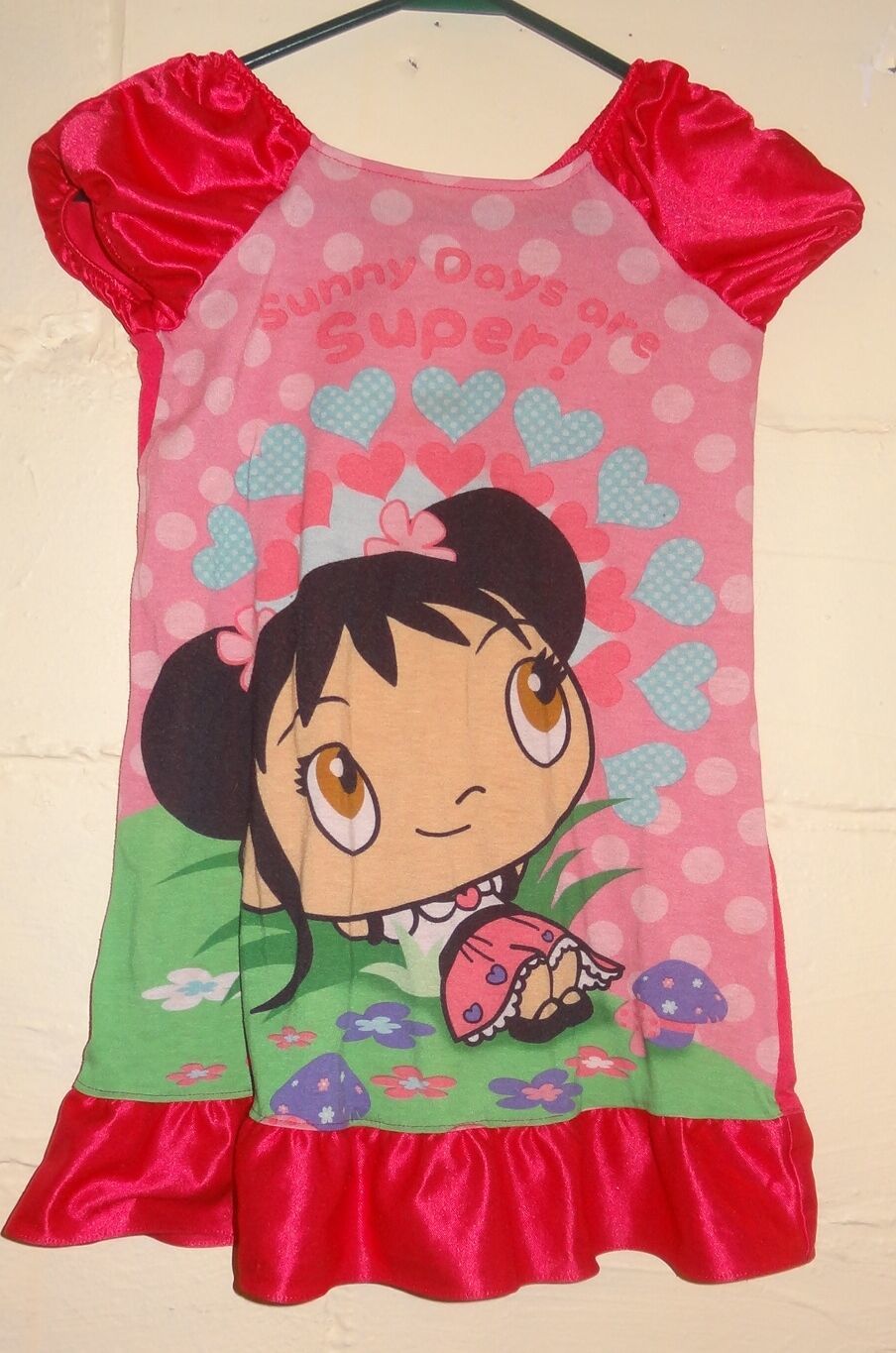 Pink Nightgown Girls Size 6 Nickelodeon 2010 Sunny Days Are Super Hearts Pajamas - $12.89