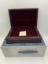 Vintage Reed &amp; Barton EUREKA MFG CO Jewelry Box Mahogany Wood/Burgundy Velvet - £52.55 GBP