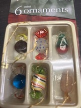 Vintage Holiday Time 6 Mini Tree Decorations Ornaments Glass Candies - £7.95 GBP