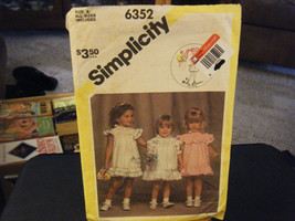 Simplicity 6352 Toddler Girl&#39;s Dress &amp; Panties Pattern - Size S-M (1/2-3) - $11.11