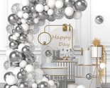 White And Silver Balloon Garland Arch Kit - 120Pcs 12In 10In 5In White S... - $23.99