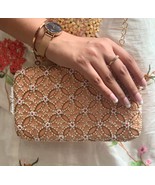 Honeycomb embroidered clutch,luxury bag,indian wedding accessory,designe... - £58.99 GBP