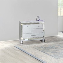Sterling Modern Mirror Framed 3-Drawer Nightstand Wood Silver - $668.52 CAD