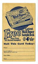 1900's Montgomery Ward Free Wall Paper Sample Book Postcard - $34.61