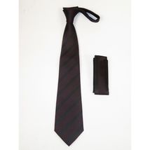 Men's Vito Rofolo From Italy Tie Hankie Set Gift Boxed 100% Silk VR-25 Black Red image 2