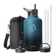 Insulated Water Bottle 64 Oz With Straw Lid (3 Lids), 64Oz Stainless Ste... - £41.23 GBP