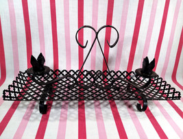 Fab Mid Century Punch Out Black Metal Scrollwork Centerpiece with Candle... - £14.38 GBP