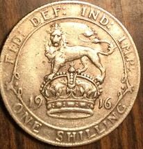 1916 UK GB GREAT BRITAIN SILVER SHILLING COIN - £14.30 GBP