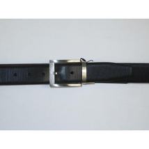 Mens VALENTINI Textured Leather Belt Classic Pin Buckle Reversible sw68 Black image 4
