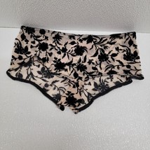 Beige Shortie Panties Victoria&#39;s Secret with Black Velvet Floral Design Size S - £11.79 GBP