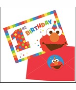 Elmo Turns One Birthday Invitations Save The Date Party Stickers Sesame ... - €5,14 EUR