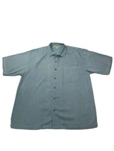 Tommy Bahama Button Up Shirt Silk Mens Large Collared Short Sleeve Green - £14.49 GBP