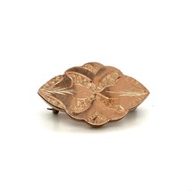 Antique Rose Gold Filled Victorian Art Nouveau Repousse Floral Leaf Brooch Pin - £35.80 GBP