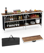Aluminum Portable Picnic Table with 2-Tier Open Shelves and Spacious Tab... - €161,19 EUR