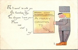 Merry Christmas Western Union Telegraph Company Posted 1914 Antique Postcard - £5.96 GBP