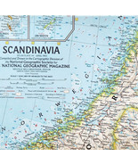 1963 Scandinavia Map National Geographic Norway Sweden Finland 24.5 x 19... - $19.99