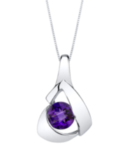 Peora Amethyst Sterling Silver Chiseled Pendant Necklace SP11576 - £25.03 GBP