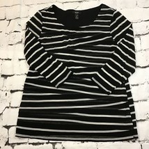 Alfani Woman Plus Size 0X Black White Striped Top Long Sleeve Tunic - £11.44 GBP