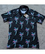 NWT Chubbies Polo Men's L Black With Palm Tree Print Golf Shirt  - $47.52