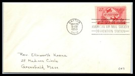 1953 US Air Mail Cover - Dayton, Ohio to Greenfield, Massachusetts R14 - $2.96