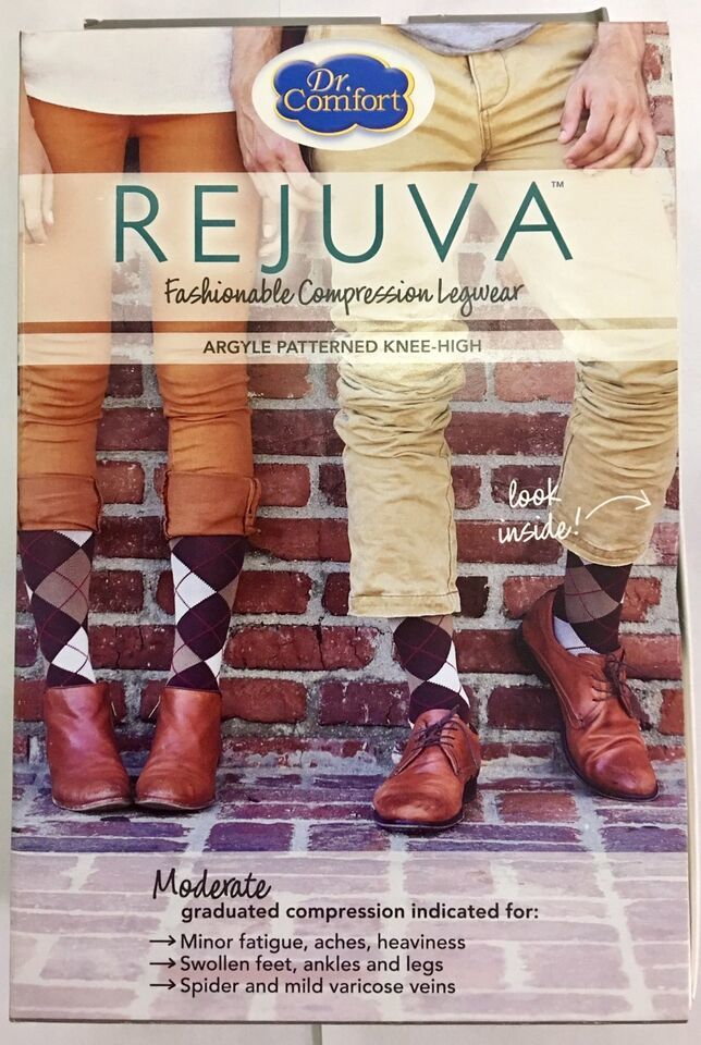 Dr. Comfort Rejuva Argyle Pattern Socks 15-20 20-30 mmHg Calf/Knee COLOR... - $14.50+