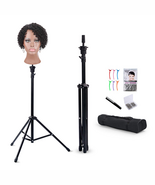 Wig Stand Tripod Mannequin Head Stand Tool Adjustable Holder for Hair Dr... - $646.16 MXN