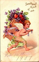 Vintage Embossed Greeting CARD-VALENTINE-SWEETHEART Think Of ME-1907-BKC - £4.73 GBP