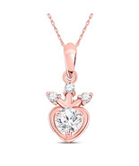 14kt Rose Gold Womens Round Diamond Heart Pendant 1/4 Cttw - £363.11 GBP