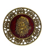 Robert Stanley Christmas Collectible Santa Plate Gold Red Cut  Glass Hom... - $29.69