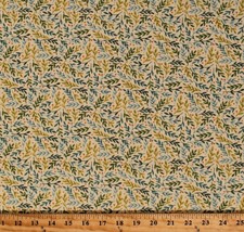 Cotton Effie&#39;s Woods Floral Leaves Fronds Cream Fabric Print by Yard D689.72 - £10.95 GBP