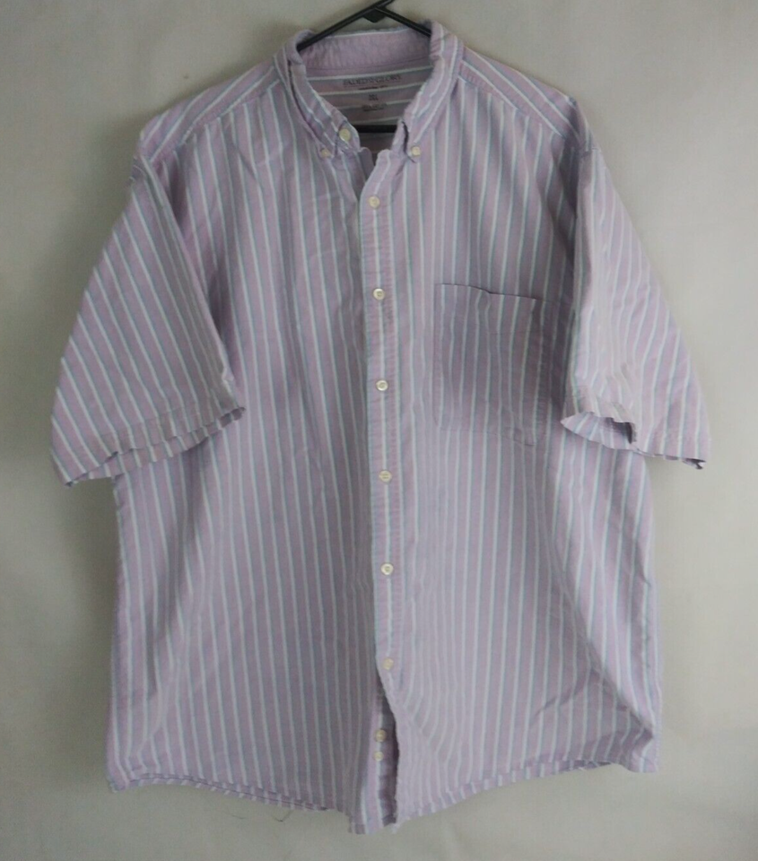 Faded Glory Men&#39;s Lavender &amp; Blue Striped Casual Shirt Size 2XL 100% Cotton - $13.85