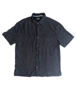NAT NAST Men&#39;s Black Geometric Silk Blend Short Sleeve Button Front Shir... - £20.23 GBP