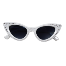 White Glitter Cat Eye Sunglasses Womens Vintage Fashion Retro Shades - Hey Viv - £12.82 GBP