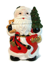 Santa Claus Storage Christmas 11 1/4&quot; Cookie Jar Painted Ceramic w/ Original Box - £30.84 GBP