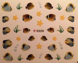 Nail Art 3D Decal Stickers Fish Starfish Seaweed Bubbles K026 - £2.47 GBP