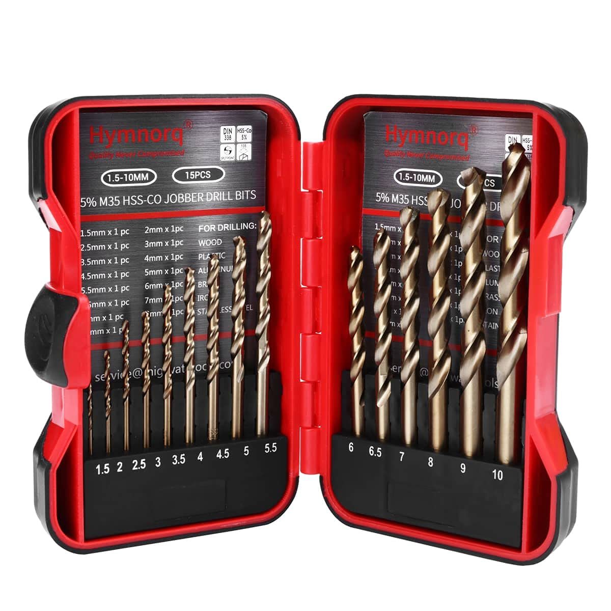 Hymnorq 15 Piece Metric M35 Cobalt Hss Drill Bit Kit With Straight Shank... - $32.99