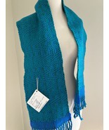 New Tags San Jaun Weavers Shawl  Scarf Handmade Loomed Teal Acrylic 64&quot; ... - $34.53 CAD