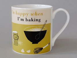 I&#39;m Happy When I&#39;m Baking Contemporary Bone China Mug Olive - Stoke on T... - £14.99 GBP