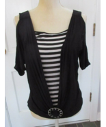 Deb layered look short sleeve cold shoulder Top Size L - £5.55 GBP