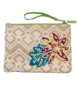 Vera Bradley Straw Beach Floral Embroidered Wristlet NWOT - €24,16 EUR