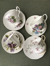 Vintage Branded Fine Bone China Teacups and Saucers (4 sets ), Made in England - £47.90 GBP